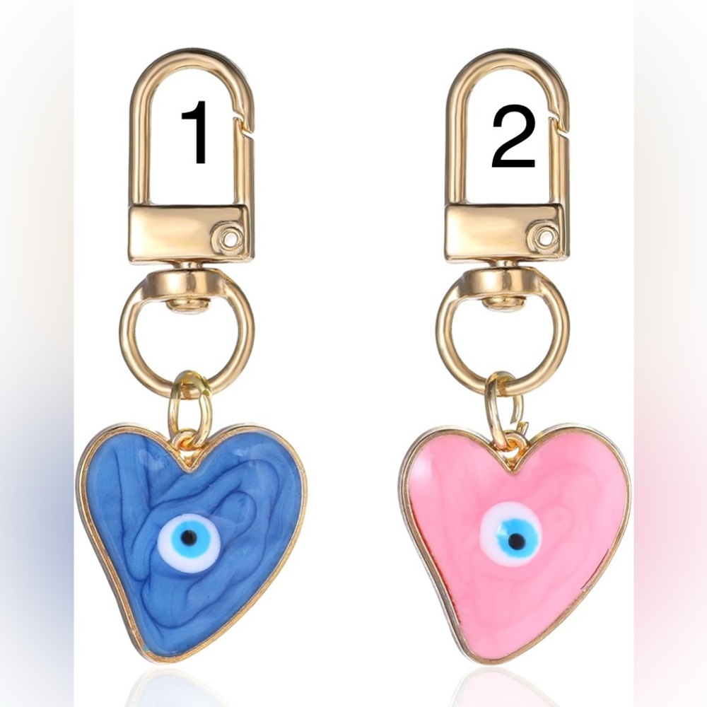 Evil Eye Heart Keychain or Bag Charm
